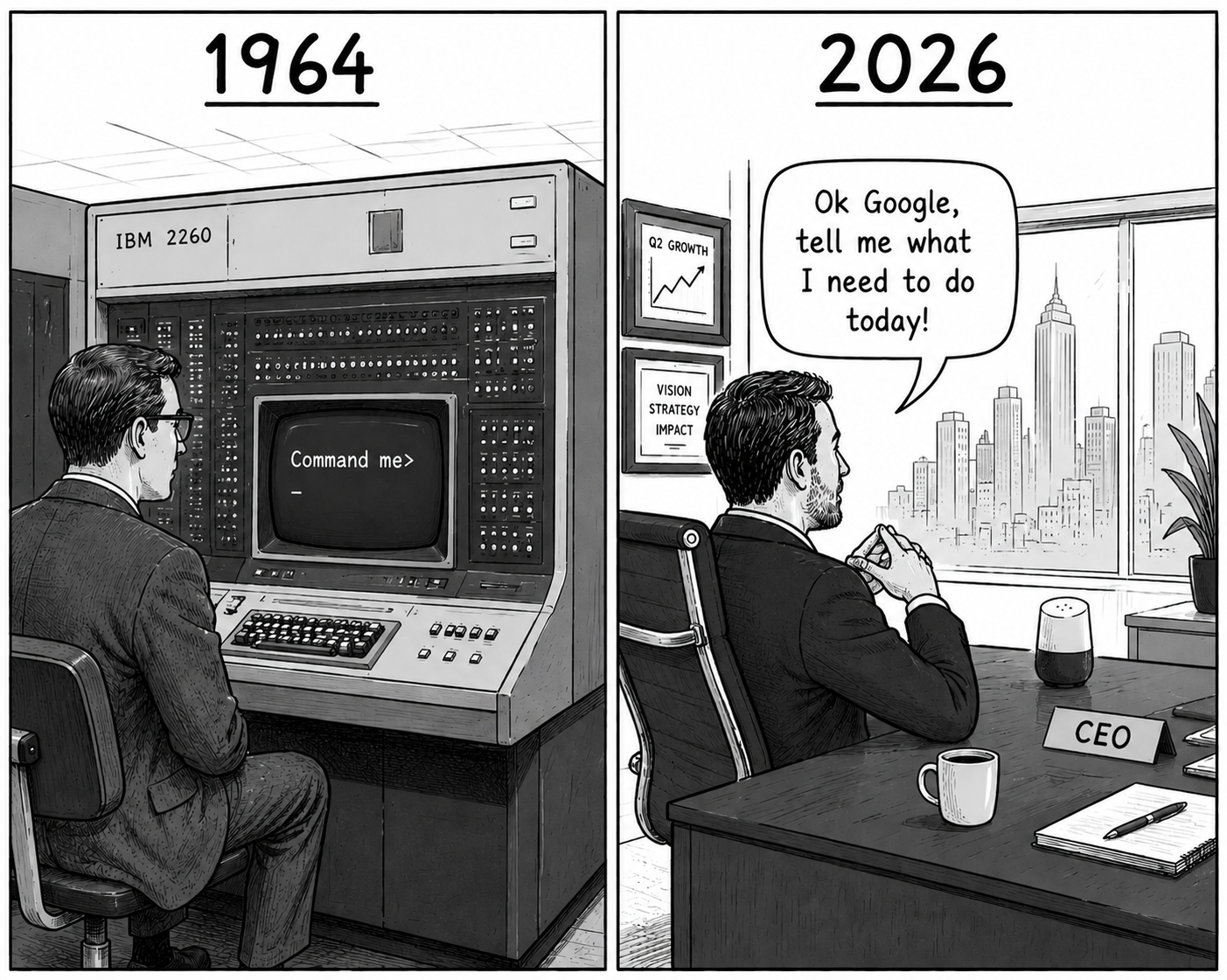 AI humor comic: Ok Google